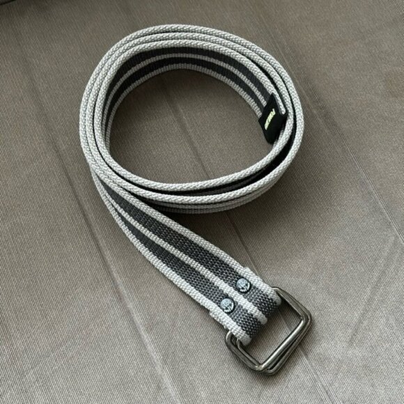 Point Zero Canvas Double Ring Belt Grey Striped - Picture 1 of 6